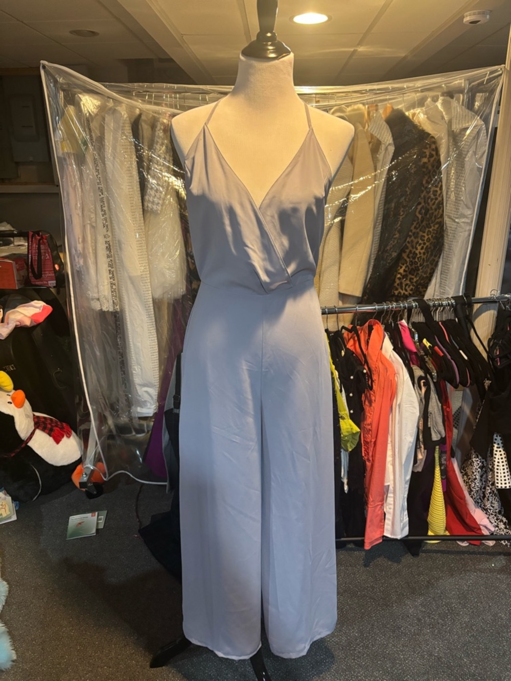 Lush Light Blue Satin Jumpsuit